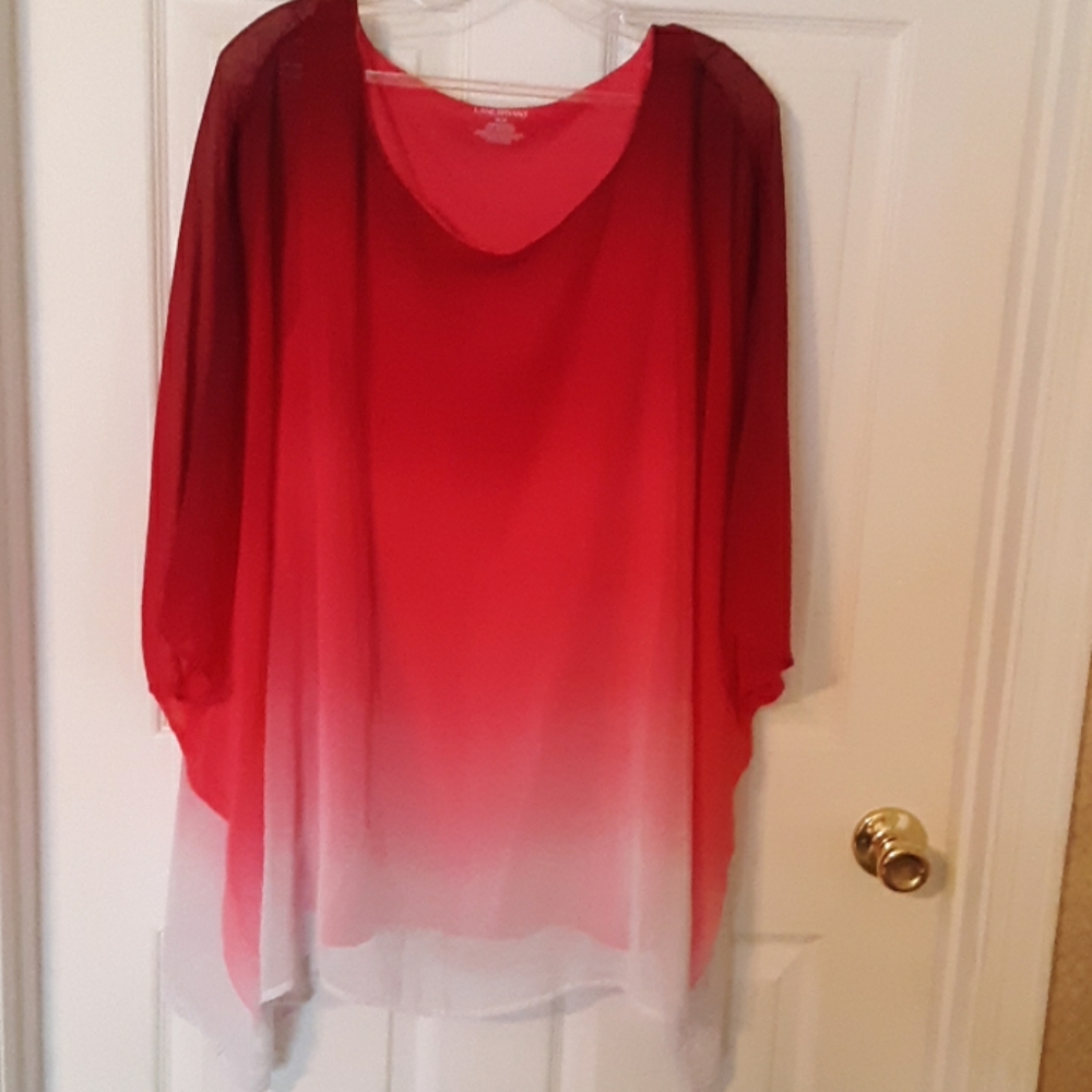 Lane Bryant burgundy/White Ombre Blouse size 26/28